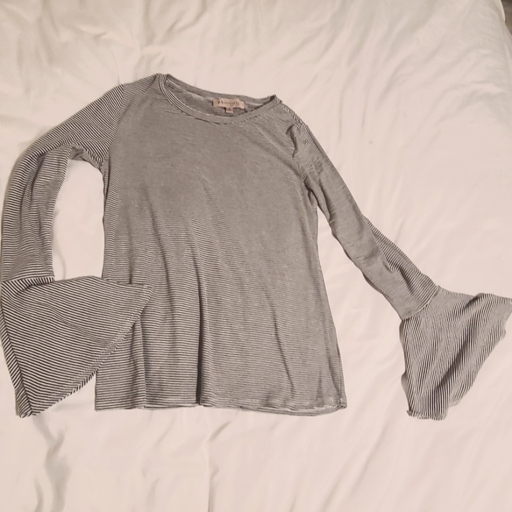 PHILOSOPHY bell sleeves striped top